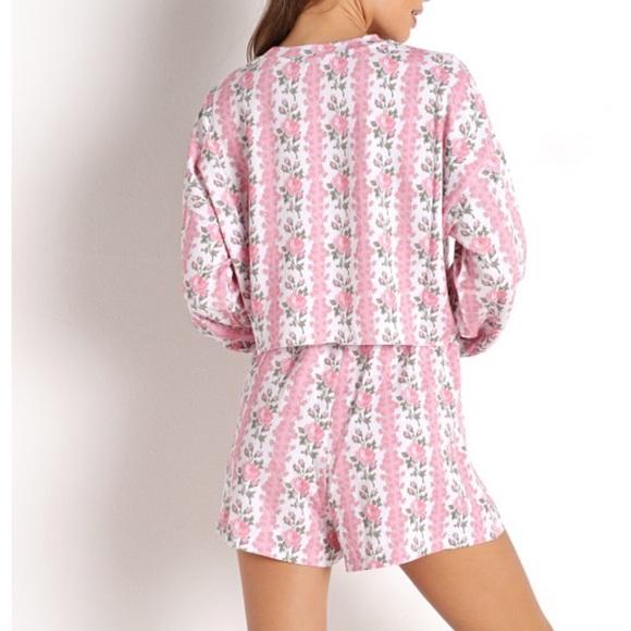 Stripe & Stare x LoveShackFancy Cropped Sweatshirt & Shorts Set Bloom- Size XS-M - Picture 4 of 16